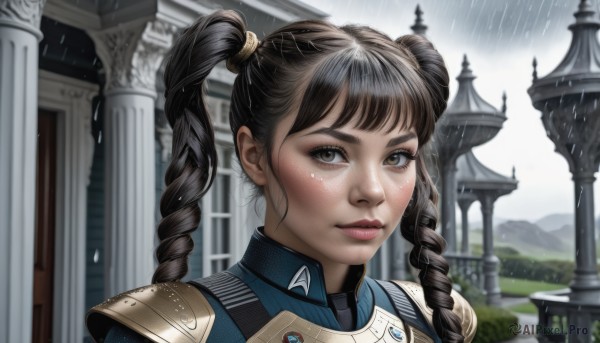 Rainy outdoors brought to life with a dynamic female