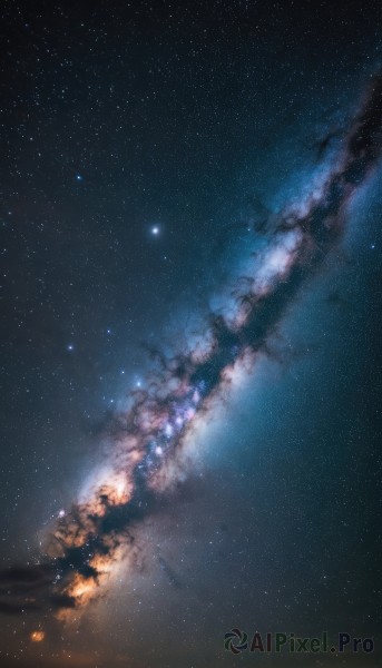 A galaxy framed by the beauty of a lush outdoors