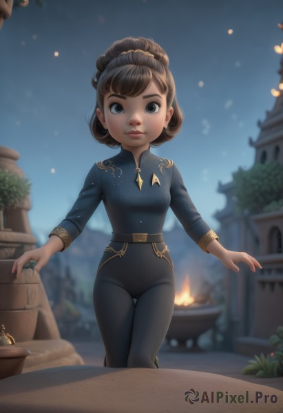 A child in a picturesque fiery outdoors