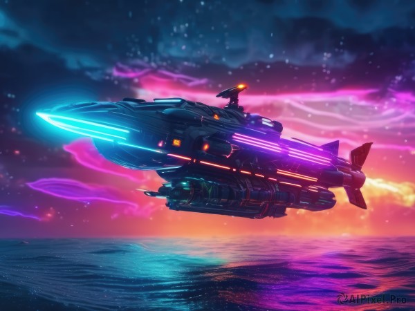 A spacecraft in the heart of a peaceful sunset outdoors