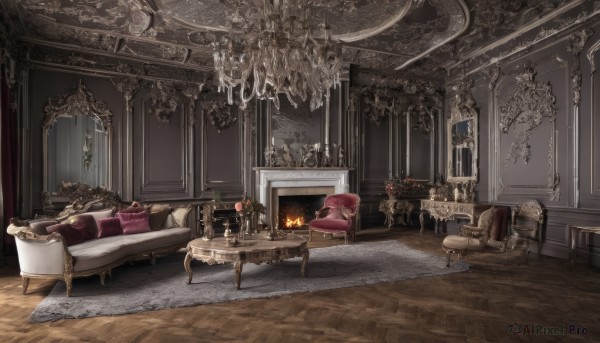 A indoors framed by the beauty of a calm fiery scenery