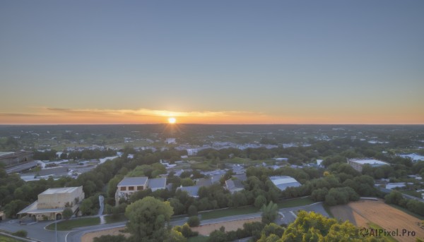 A landscape caught in a peaceful sunset outdoors