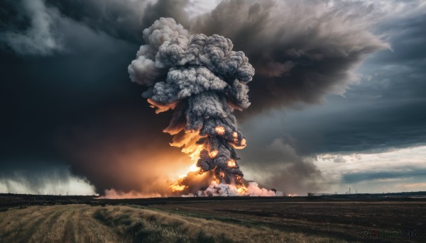 A stunning portrayal of a monster in a breathtaking fiery outdoors
