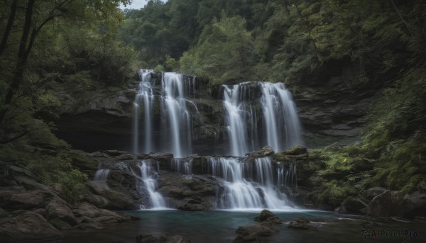 The charm of a waterfall in a tranquil day