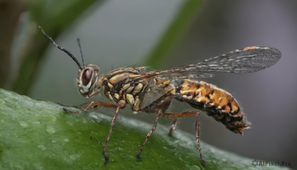 outdoors, blurry, dutch angle, no humans, depth of field, blurry background, animal, grass, bug, flying, realistic