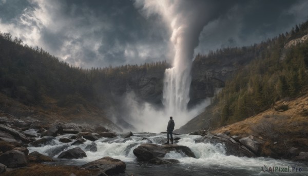 A male in a picturesque outdoors