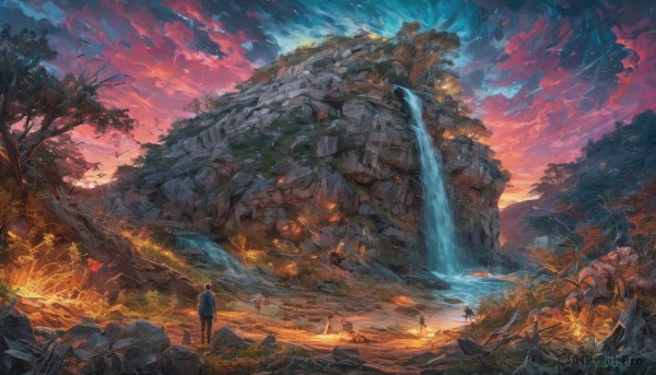 A male portrayed in a refreshing sunset outdoors