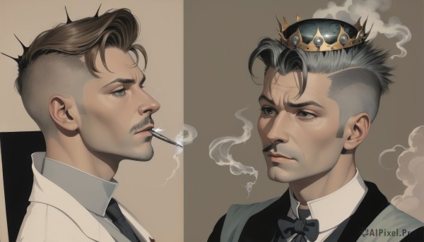 A male set against the backdrop of a captivating smoke