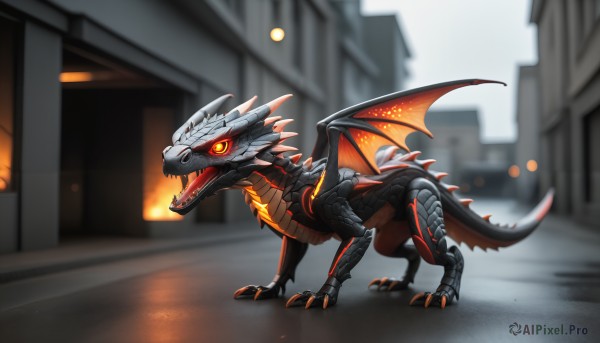 The elegance of a monster in a tranquil fiery outdoors