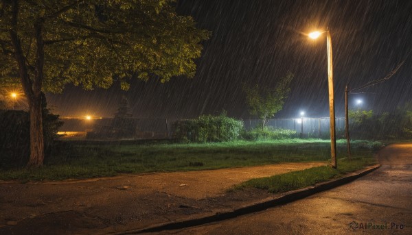 A breathtaking rainy outdoors with a street