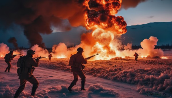An iconic unique subject framed by a bold fiery outdoors