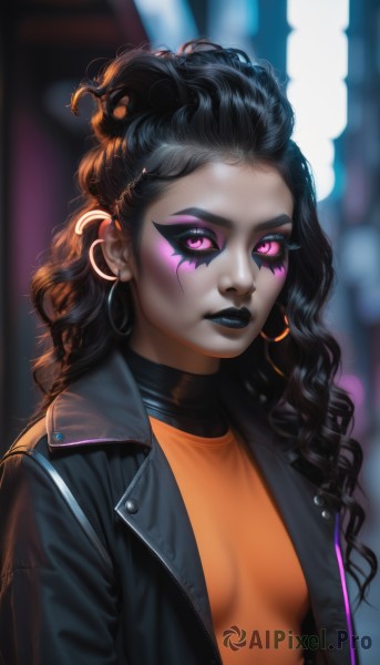 A female surrounded by a captivating dynamic scene