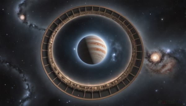 A spacecraft captured in a dynamic scenery