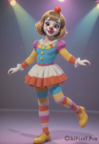 A clown in a tranquil dynamic scene