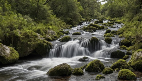 A waterfall captured beautifully in a inviting day