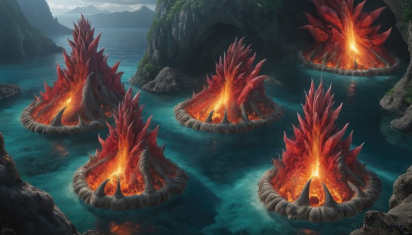 A breathtaking view of a monster in fiery day