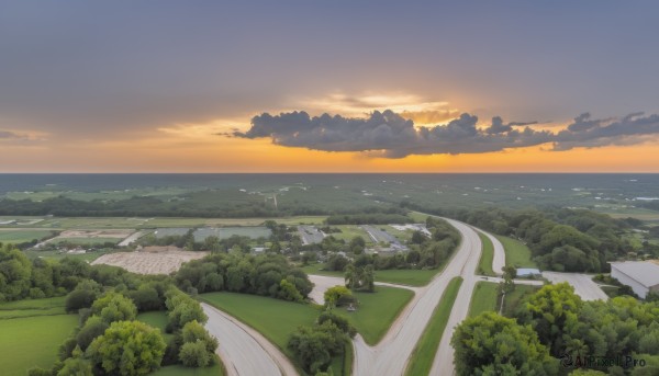 A stunning portrayal of a landscape in a breathtaking sunset outdoors
