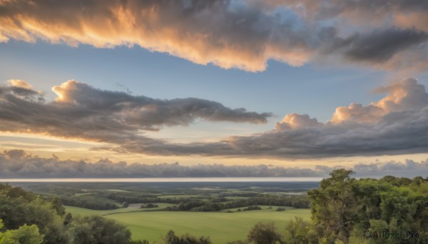 A stunning view of a landscape in sunset day