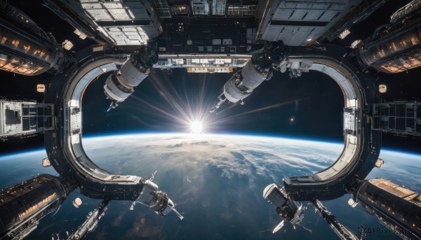 A spacecraft surrounded by a serene sunlight
