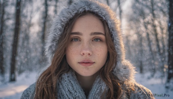 A female framed by the beauty of a calm snowy day