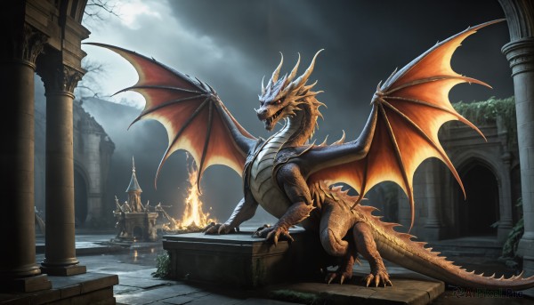 A delightful capture of a monster within fiery outdoors
