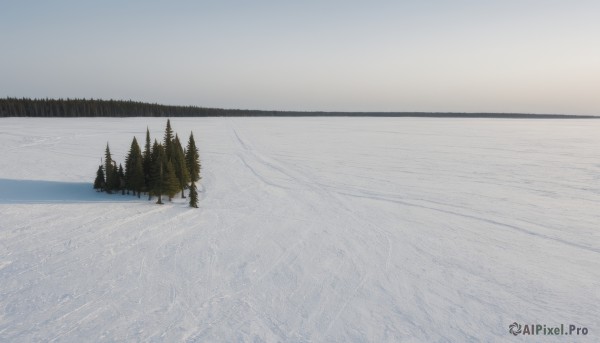 A landscape surrounded by a serene snowy day