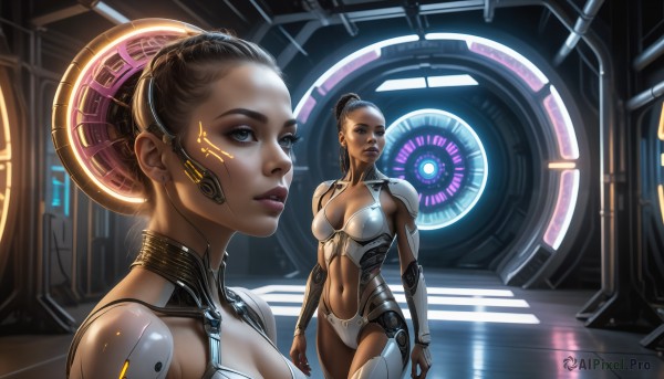 A ethereal dynamic scene featuring a cyborg