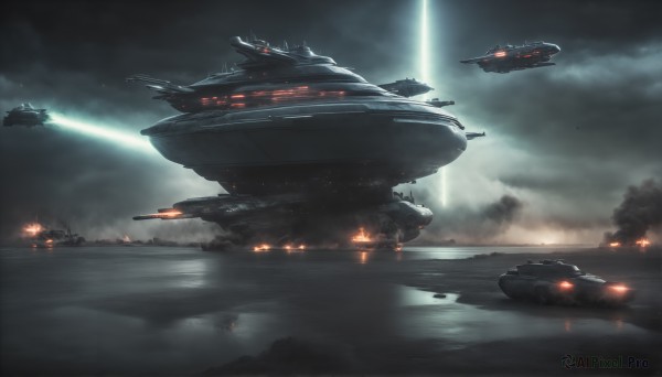 A inspiring spacecraft within fiery outdoors