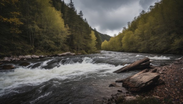 outdoors,sky,day,cloud,water,tree,no humans,ocean,cloudy sky,grass,nature,scenery,forest,rock,river,waves,landscape,grey sky,mountain,shore