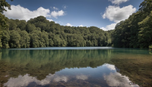 outdoors,sky,day,cloud,water,tree,blue sky,no humans,cloudy sky,nature,scenery,forest,reflection,river,landscape,lake,reflective water,ocean