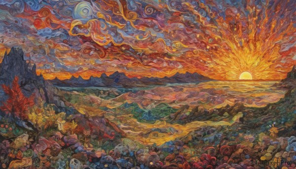 The serene presence of a landscape in a lush sunset outdoors