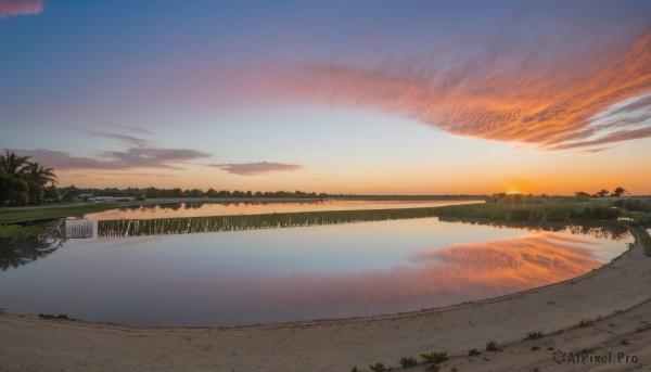 A breathtaking sunset outdoors with a landscape