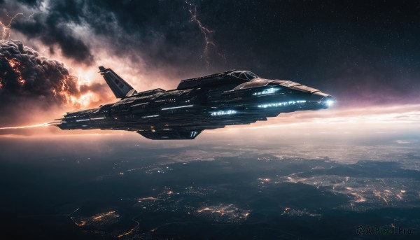 A graceful view of a spacecraft in fiery outdoors