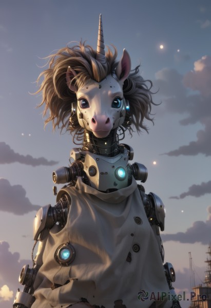 Outdoors brought to life with a serene cyborg