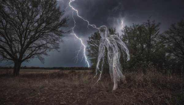 A monster in the heart of a peaceful rainy outdoors