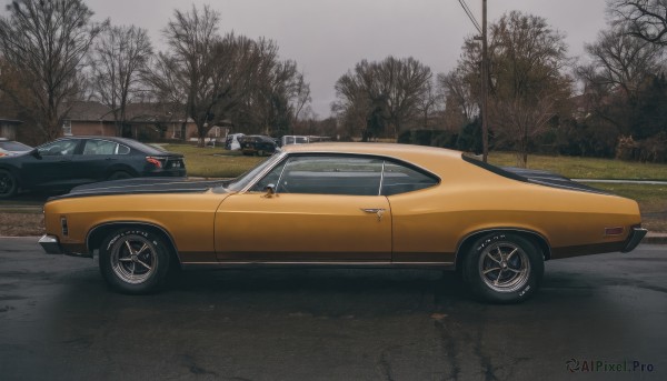 The charm of a motor vehicle in a scenic outdoors