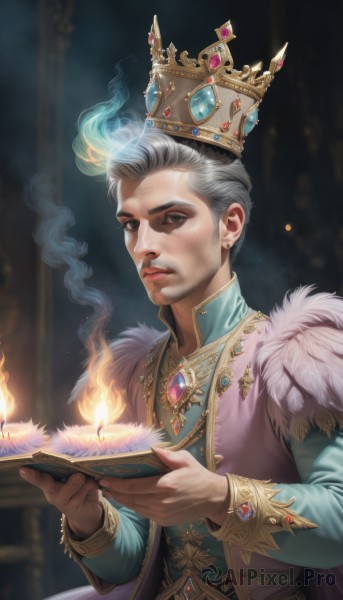 A vibrant male captured in fiery dynamic scene