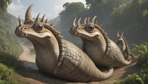 A majestic image of a monster in rainy day