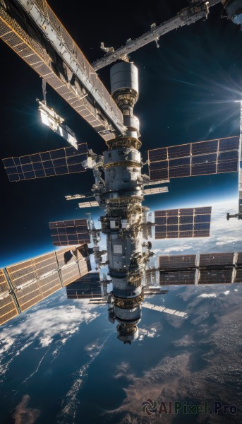 A spacecraft showcased in a bold outdoors