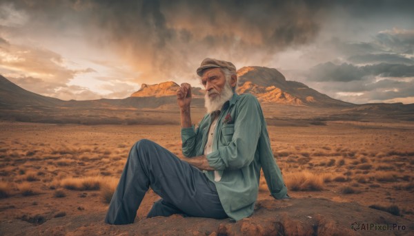 Image of a male in a beautiful sunset outdoors