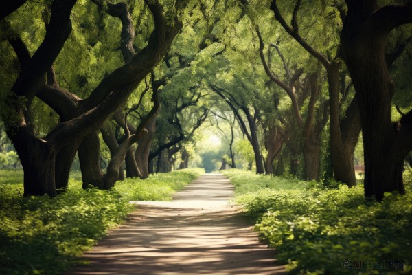 outdoors,day,tree,no humans,sunlight,grass,plant,nature,scenery,forest,light rays,stairs,road,bush,dappled sunlight,green theme,path