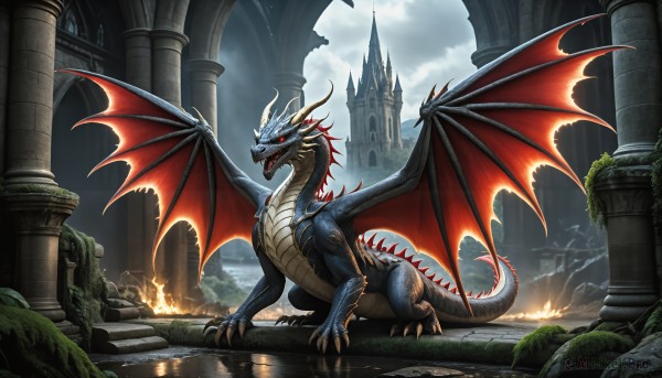 Fiery day brought to life with a serene monster