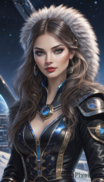 A majestic image of a female in snowy outdoors