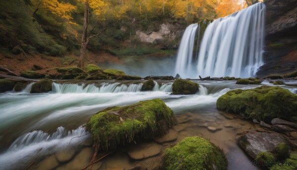The allure of a waterfall in a dynamic outdoors