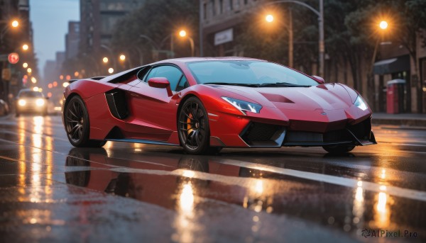 A idyllic motor vehicle within a vivid rainy outdoors