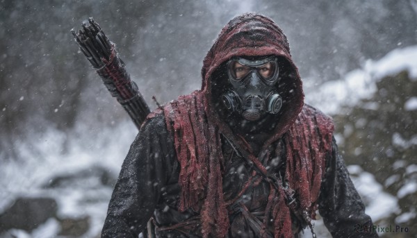 A vivid snowy outdoors showcasing a male