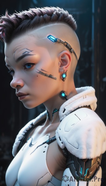 A stunning portrayal of a cyborg in a lush dynamic scene
