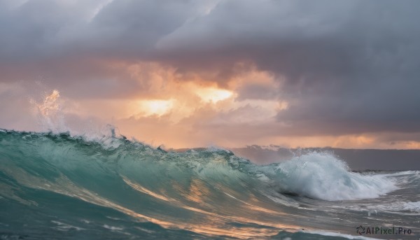 outdoors,sky,cloud,water,no humans,ocean,cloudy sky,grass,scenery,sunset,horizon,waves,nature,landscape