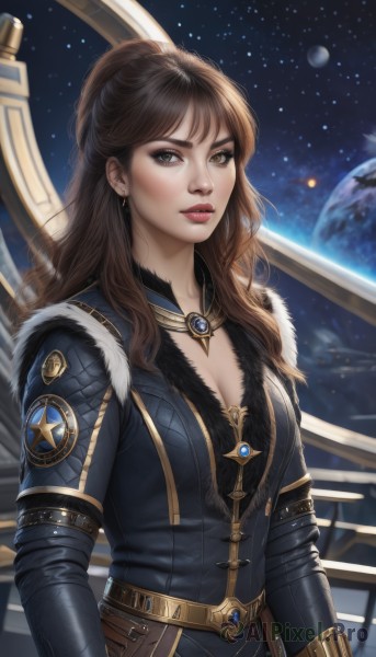 A tranquil view of a female in dynamic scene