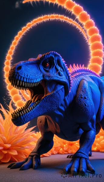 The elegance of a monster in a idyllic fiery dynamic scene